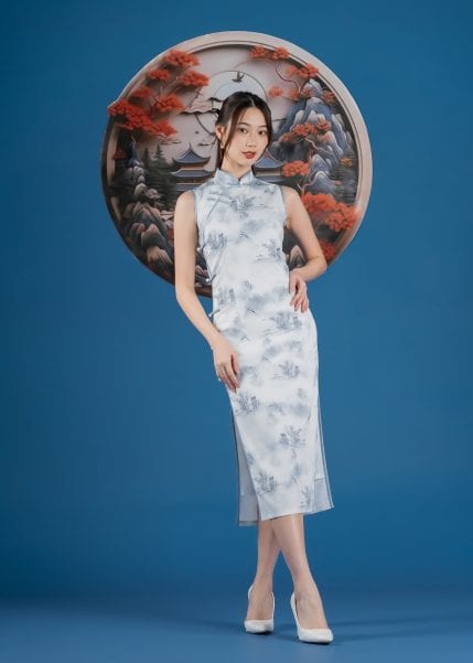Azure Peaks Maxi Qipao