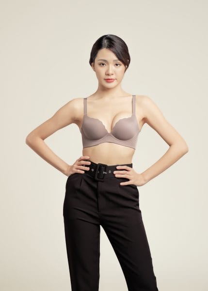 Airy Wave Push-Up Bra in Brown